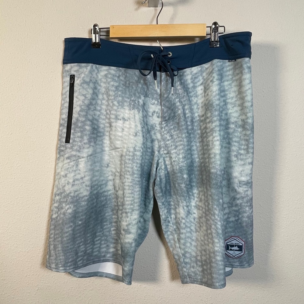 Pelagic Argonaut Boardshorts Mens 34‎ Blue Tie Dye 4-Way Stretch Fishing Shorts